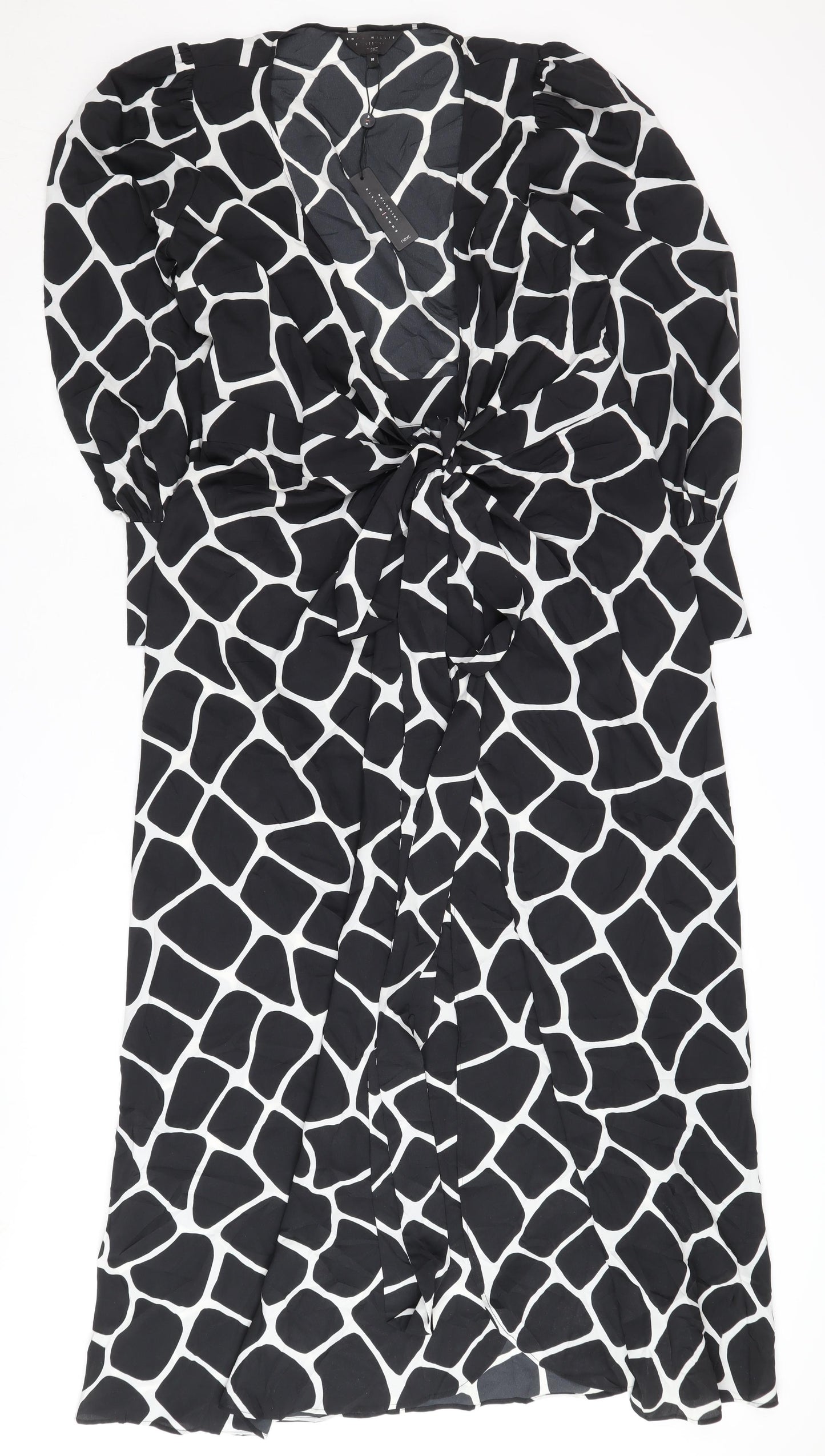 Next Women's Black Midi Wrap Dress Size 10