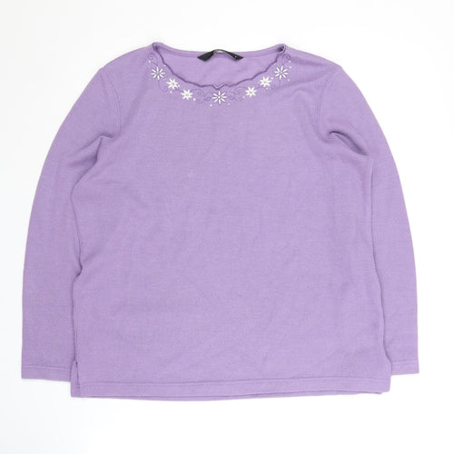 Bm Collection Women Purple Embroidered Jumper S