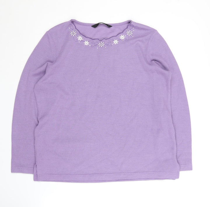 Bm Collection Women Purple Embroidered Jumper S