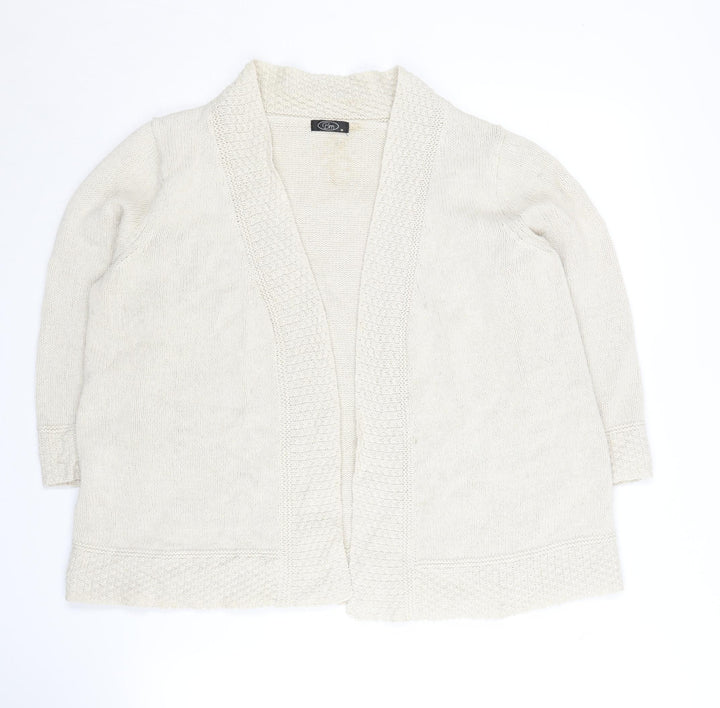 Bm Women's Beige Knit Open Front Cardigan - Medium
