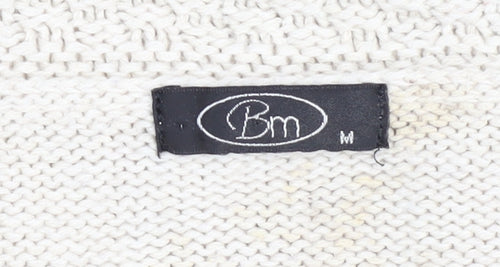 Bm Women's Beige Knit Open Front Cardigan - Medium