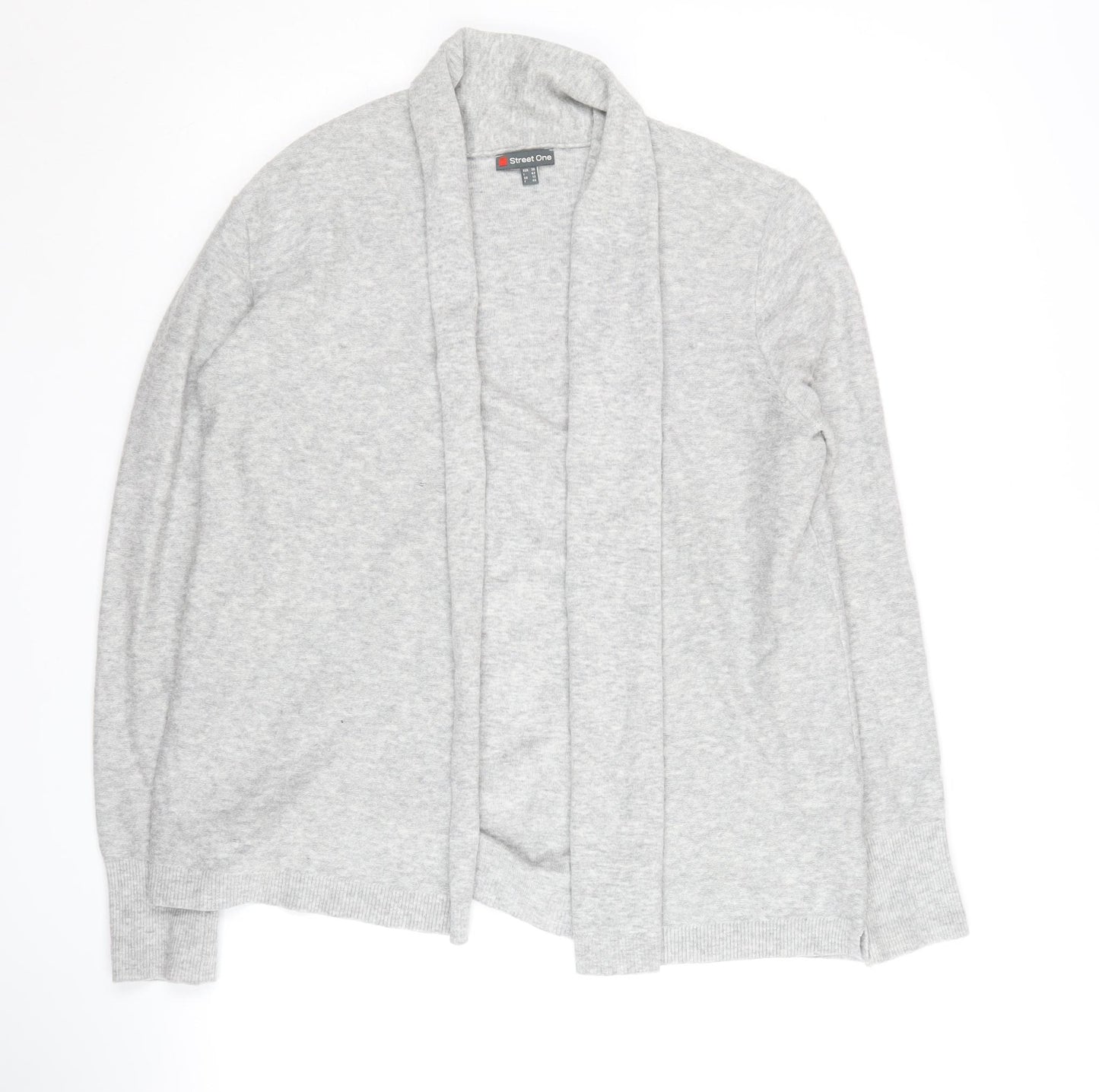 Street One Women's Grey Open Front Cardigan Size 12 Acrylic Knit