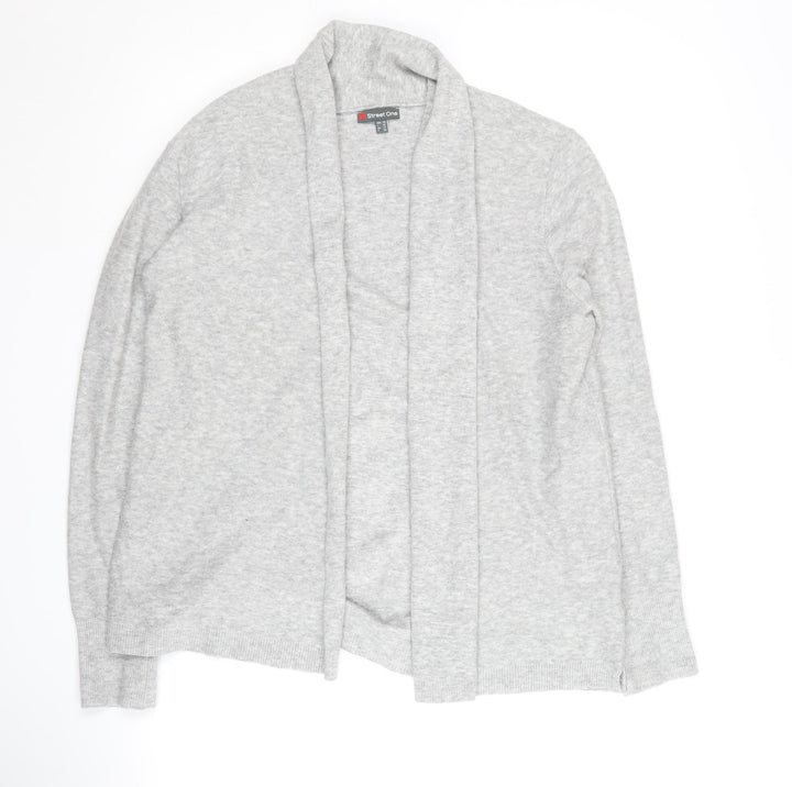 Street One Women's Grey Open Front Cardigan Size 12 Acrylic Knit