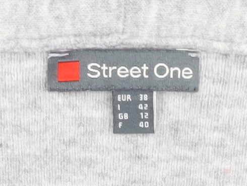 Street One Women's Grey Open Front Cardigan Size 12 Acrylic Knit