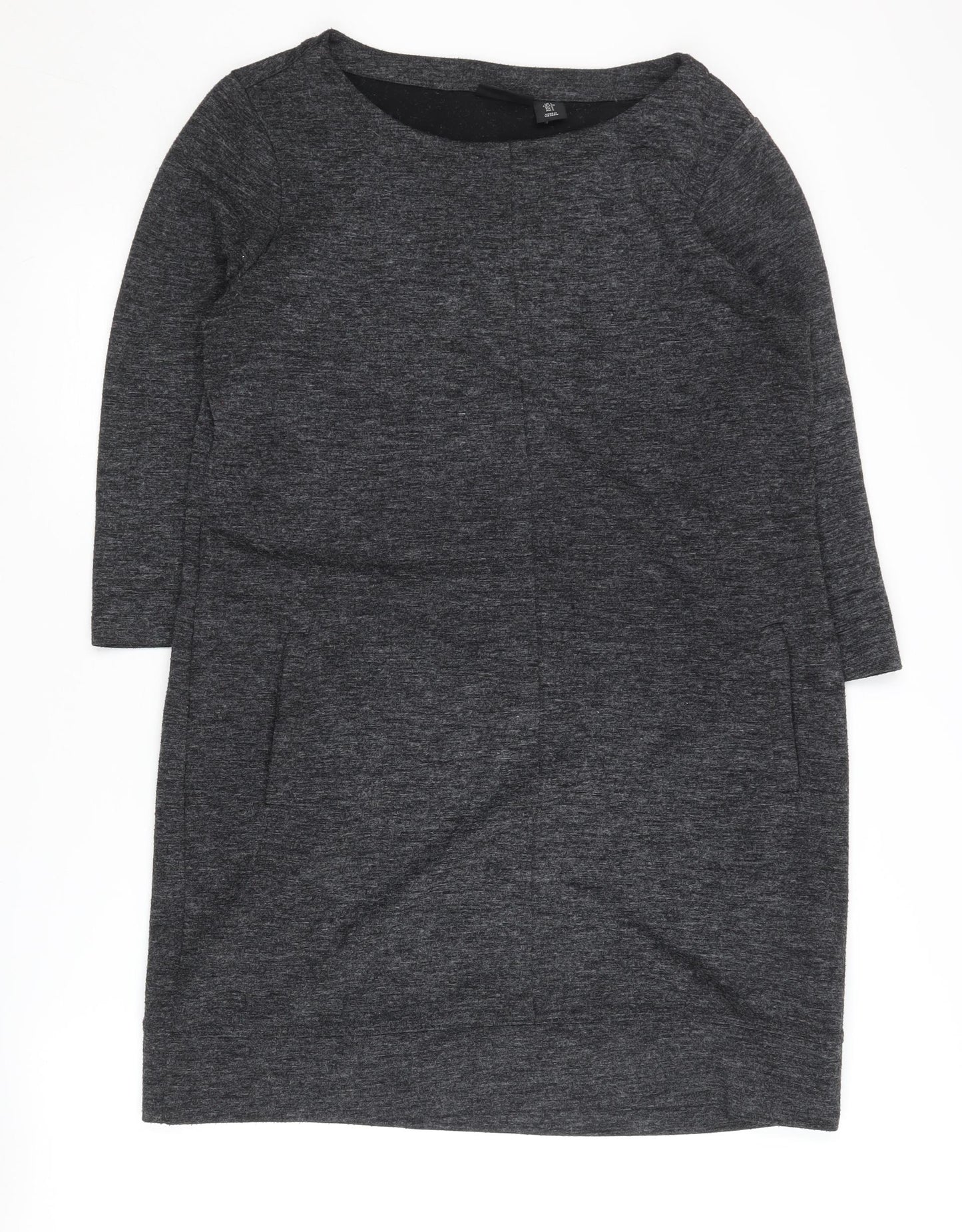 Adrienne Vittadini Women's Grey Knit Dress L