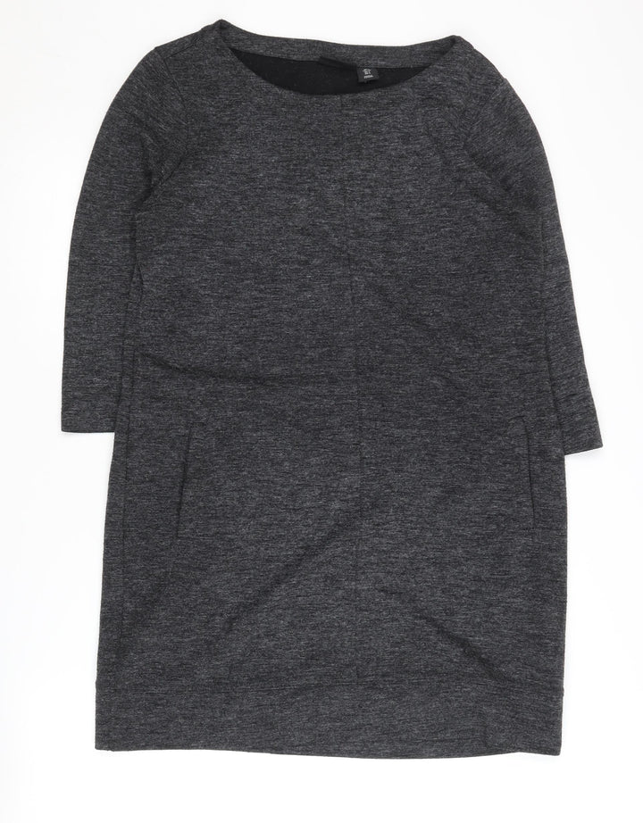 Adrienne Vittadini Women's Grey Knit Dress L