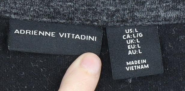 Adrienne Vittadini Women's Grey Knit Dress L