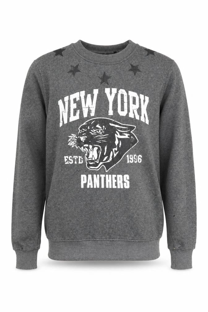 Front view of BCK & HRSY Men's Grey Graphic Sweatshirt S