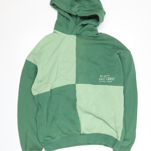 H&M Boys Green Colourblock Pullover Hoodie 12-13 Years