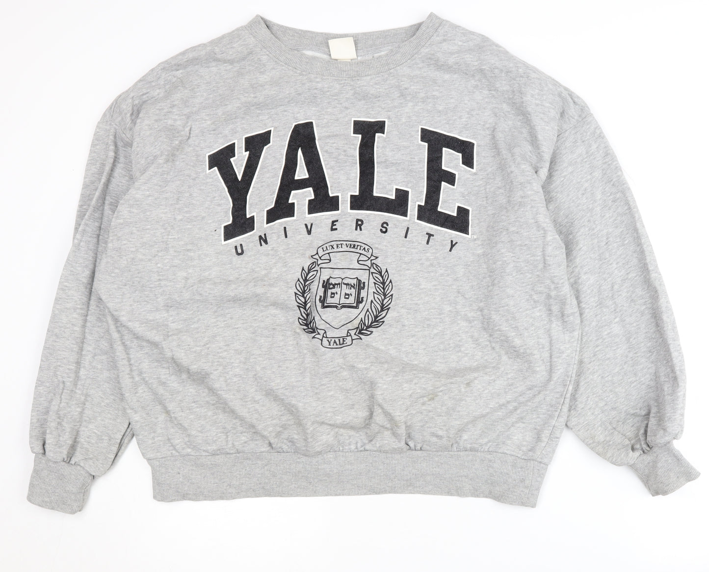 H&M Grey University Logo Sweatshirt M Unisex Jersey