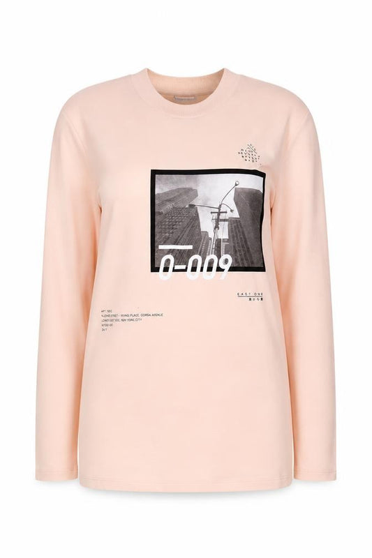 Front view of ASOS Women Pink XS Graphic Print Sweatshirt