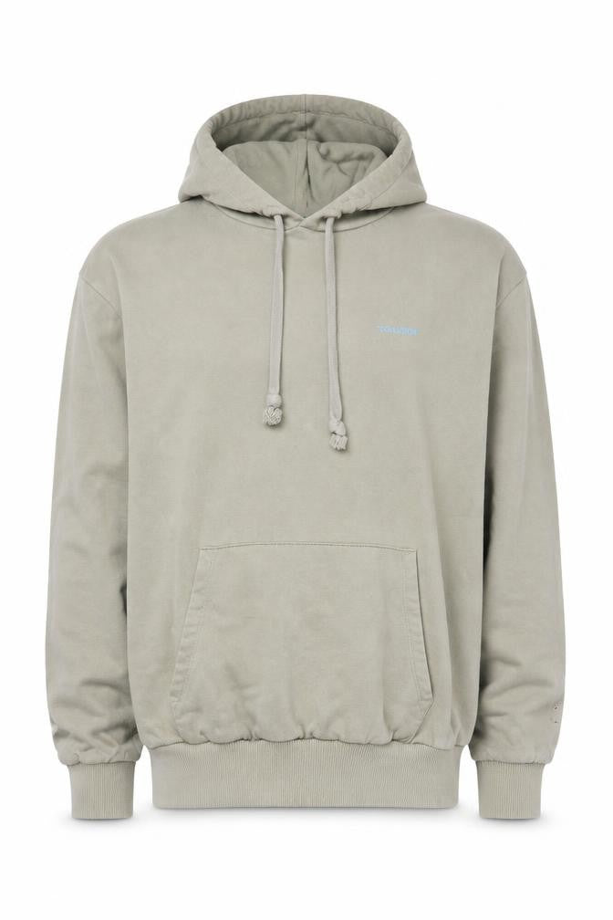 Front view of Collusion Men's Beige Pullover Hoodie M