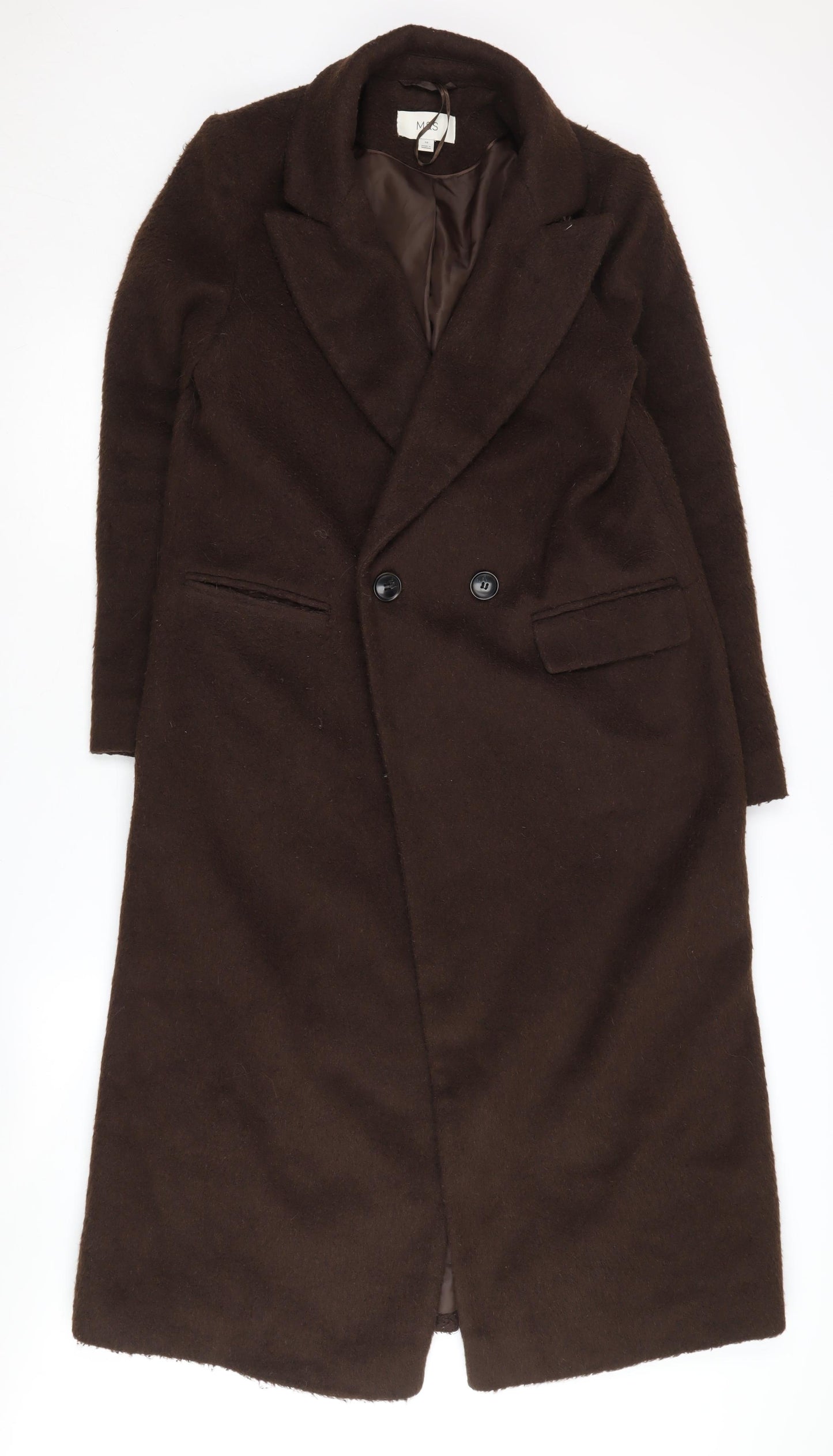 Brown Wool Overcoat by Marks and Spencer, Size 10