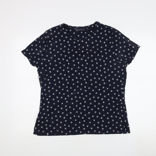 Marks & Spencer Women's Blue Floral T-Shirt Size 18