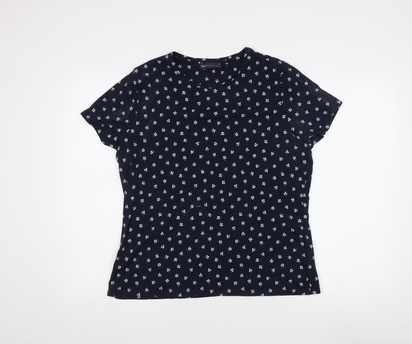Marks & Spencer Women's Blue Floral T-Shirt Size 18