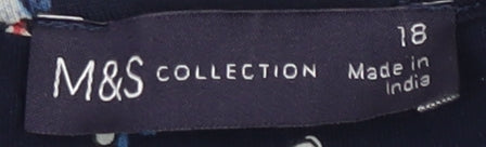 Marks & Spencer Women's Blue Floral T-Shirt Size 18