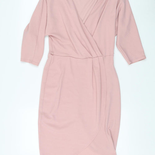 Miss Selfridge Women's Pink Wrap Dress Size 10