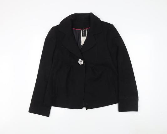 Front view of E-vie Women's Black Button Jacket, size 14