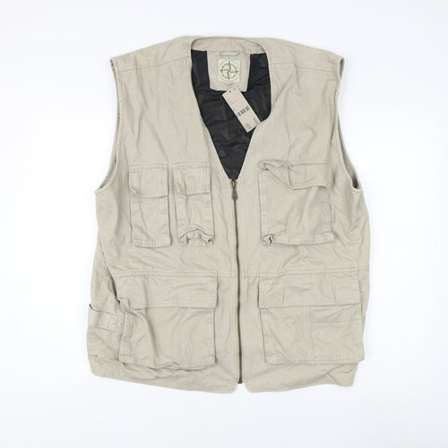 Brand Five Company Men's Beige Waistcoat with Zipped Pockets Medium