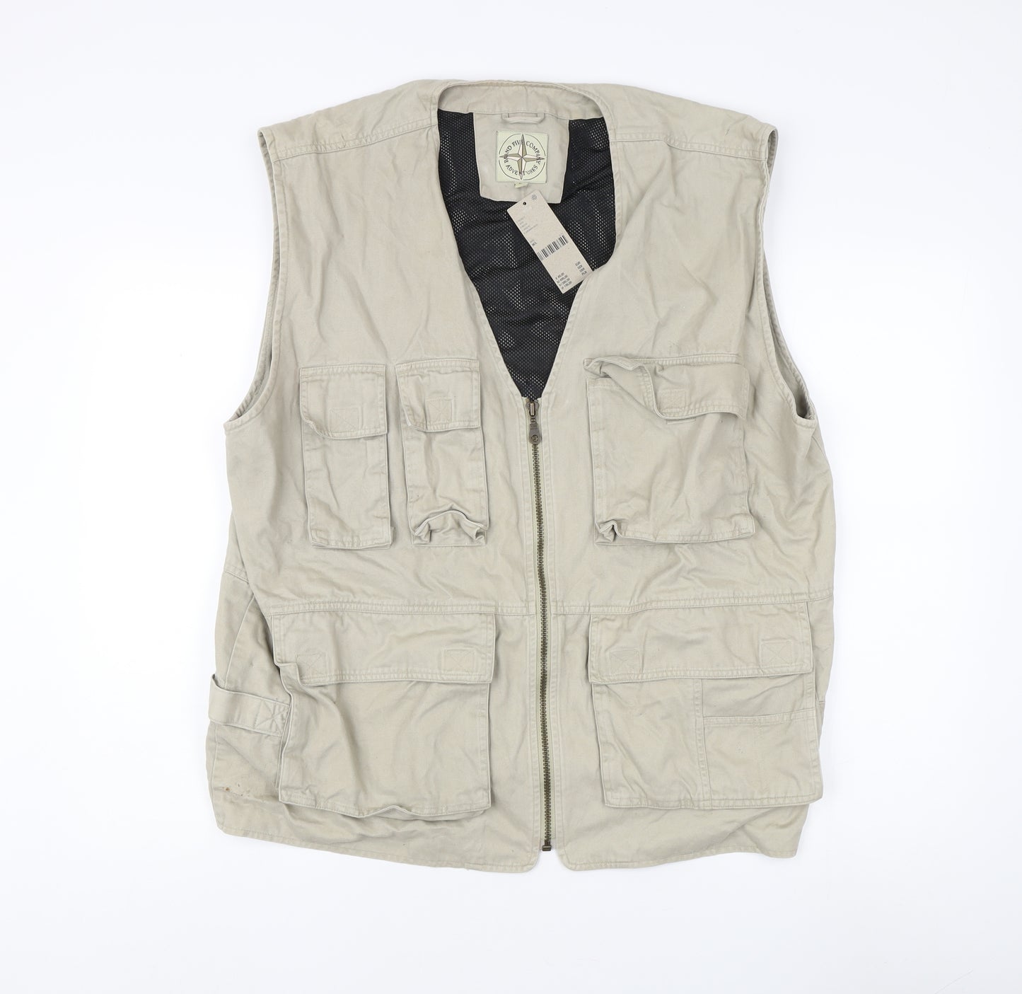 Brand Five Company Men's Beige Waistcoat with Zipped Pockets Medium