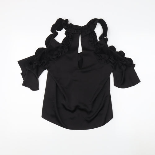 Topshop Women's Black Blouse, Size 8, Cold Shoulder