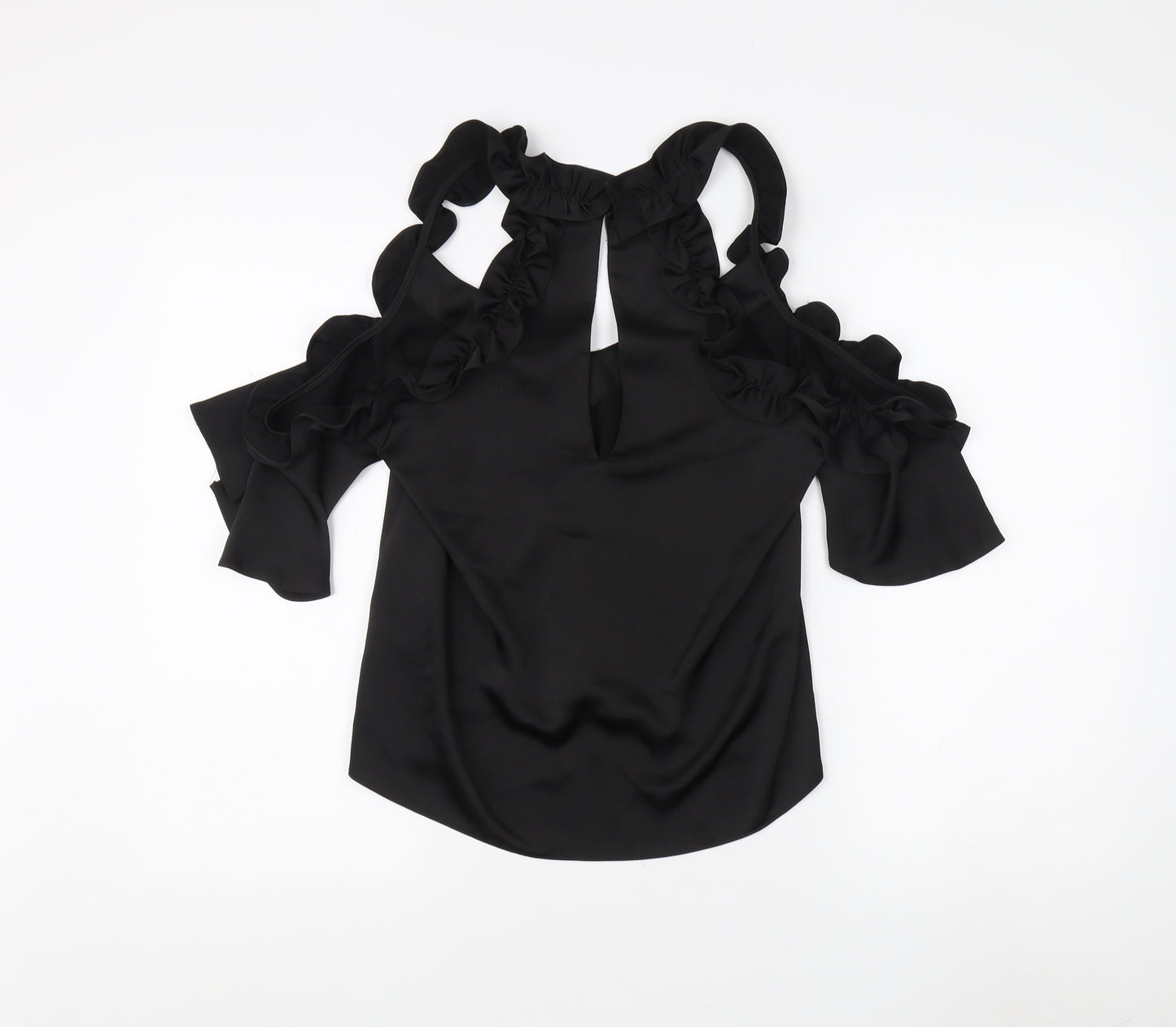 Topshop Women's Black Blouse, Size 8, Cold Shoulder