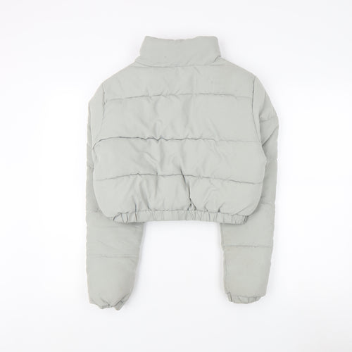 PrettyLittleThing Women's Grey Cropped Puffer Jacket Size 4