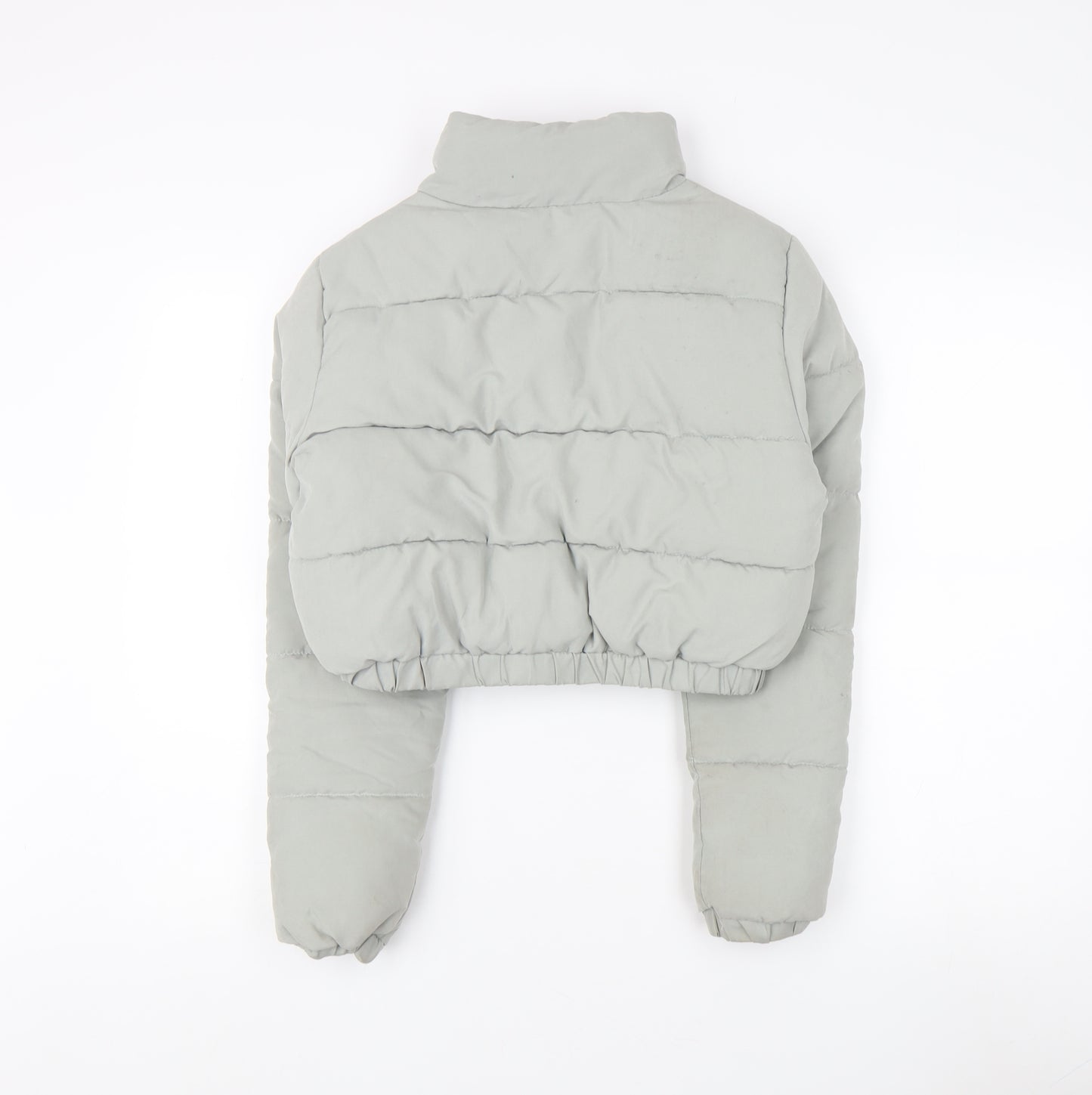 PrettyLittleThing Women's Grey Cropped Puffer Jacket Size 4