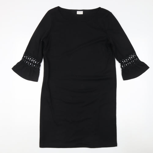 Vila Clothes Women's Black Sheath Dress - M, 3/4 Sleeve
