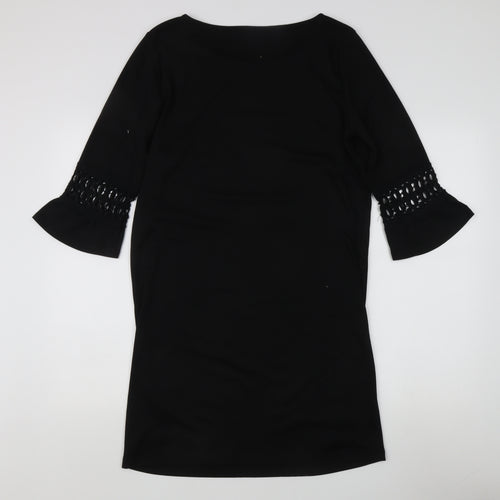 Vila Clothes Women's Black Sheath Dress - M, 3/4 Sleeve