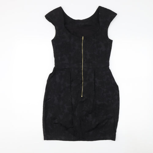 River Island Women's Black Dress Size 8 with Zip Closure