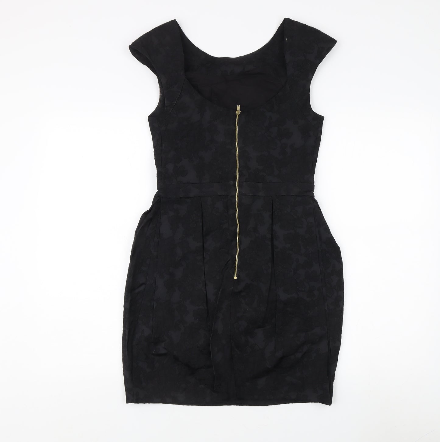River Island Women's Black Dress Size 8 with Zip Closure