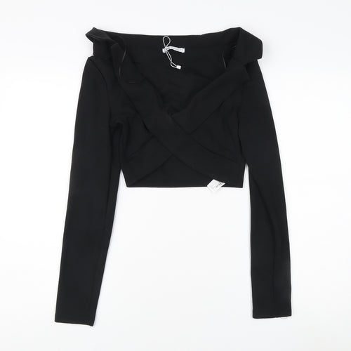 Zara Women's Black Off Shoulder Cropped Blouse Size 12