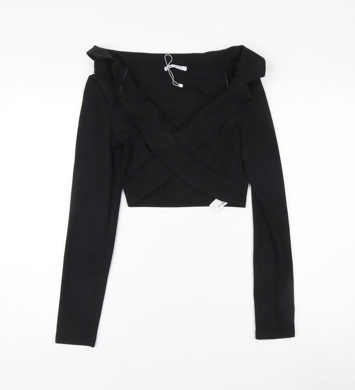 Zara Women's Black Off Shoulder Cropped Blouse Size 12