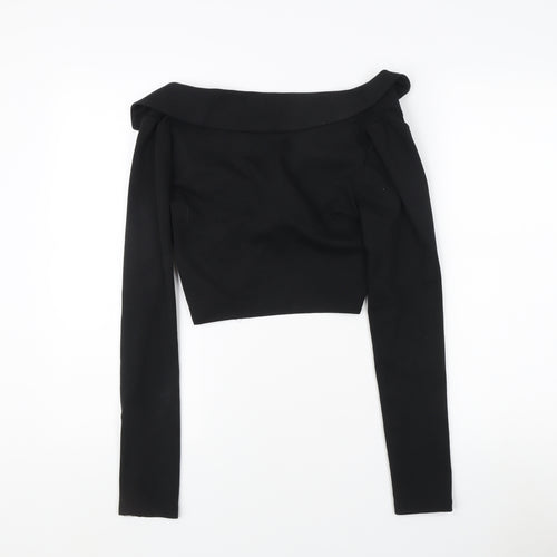 Zara Women's Black Off Shoulder Cropped Blouse Size 12