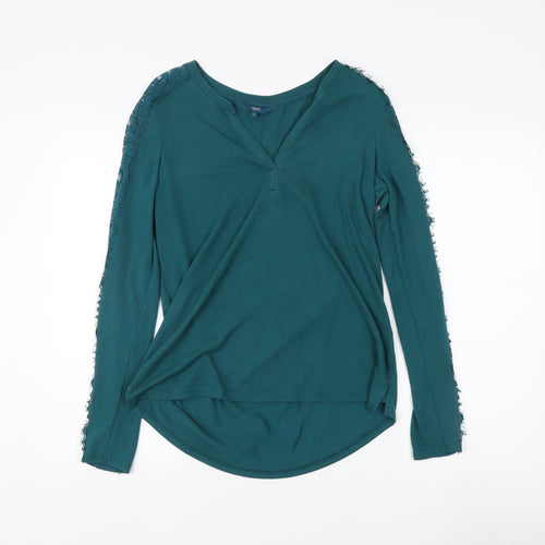 Next Women's Green Lace Accent Long Sleeve T-Shirt Size 14