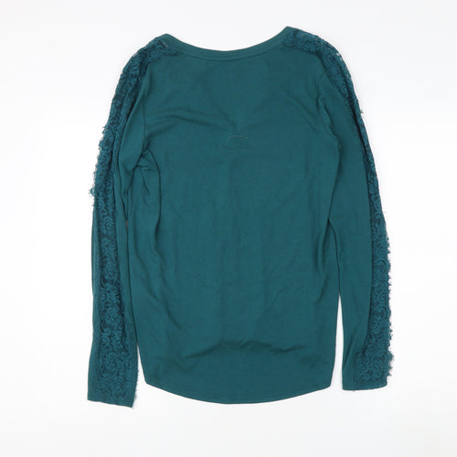 Next Women's Green Lace Accent Long Sleeve T-Shirt Size 14