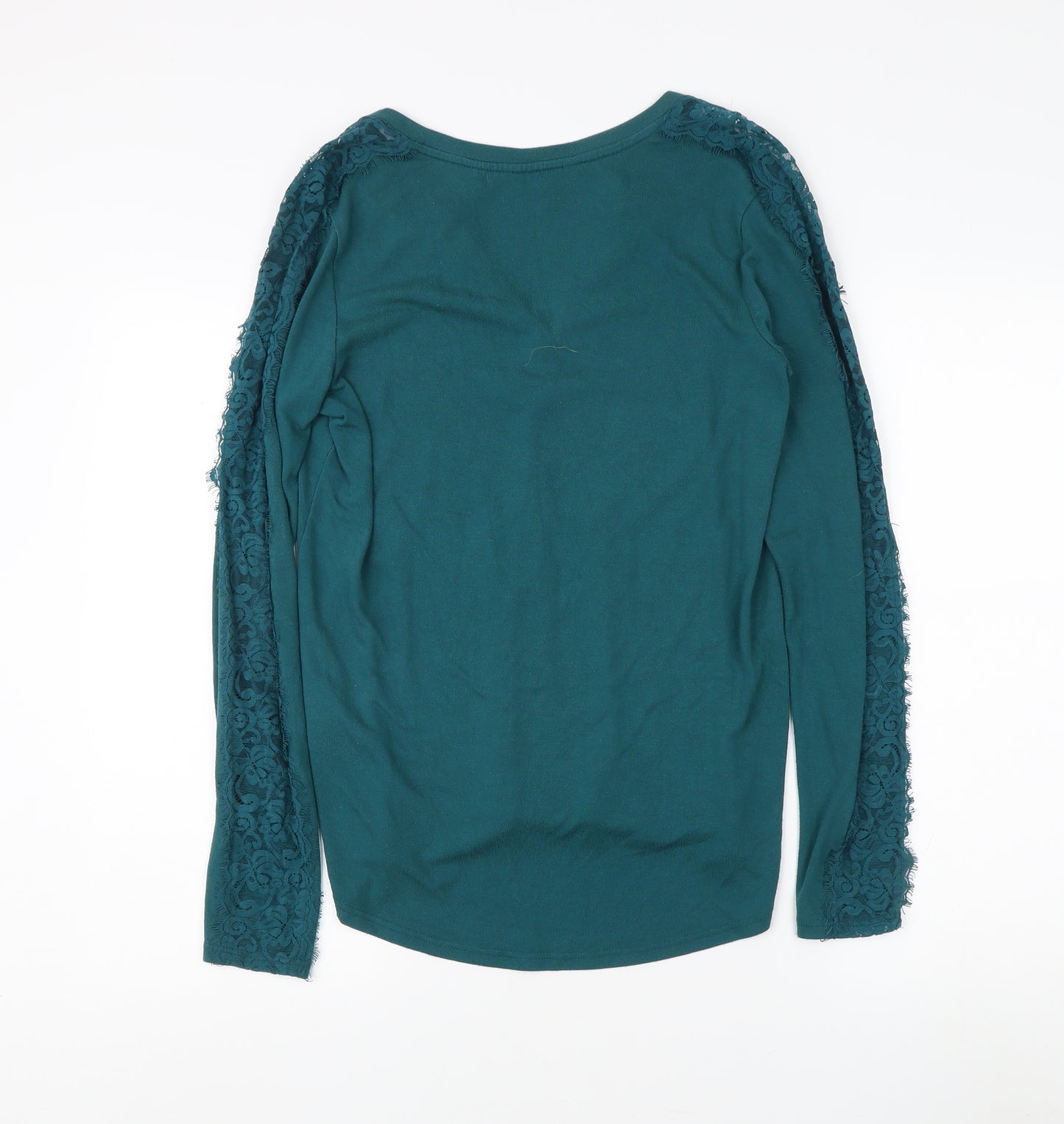 Next Women's Green Lace Accent Long Sleeve T-Shirt Size 14