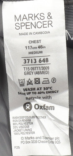 Marks and Spencer Men's Grey Suit Jacket 46R