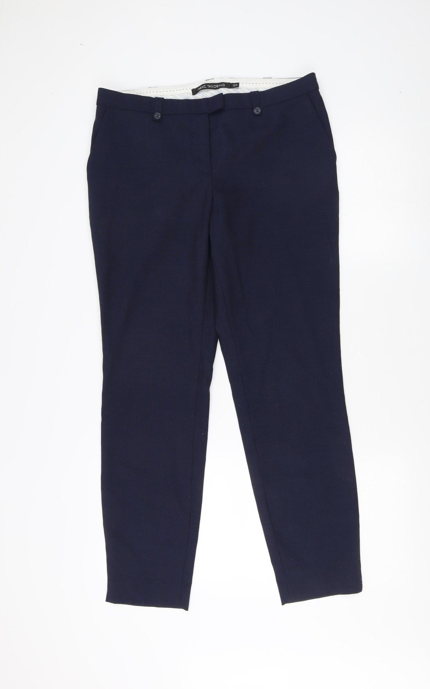 Next Women Blue Trousers Size 12 Wool Blend