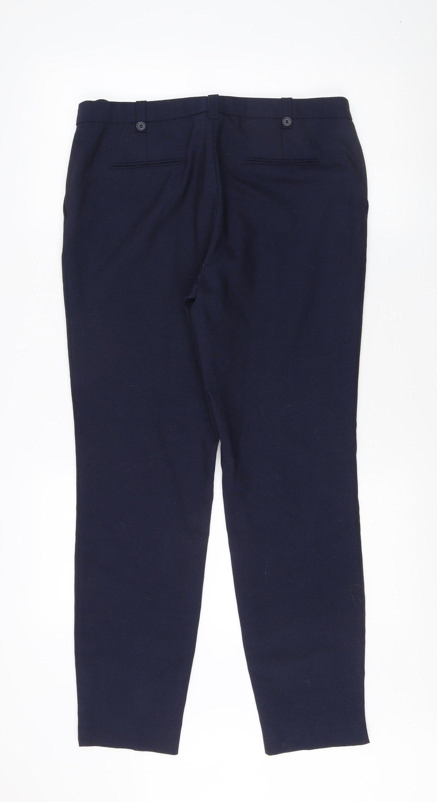 Next Women Blue Trousers Size 12 Wool Blend