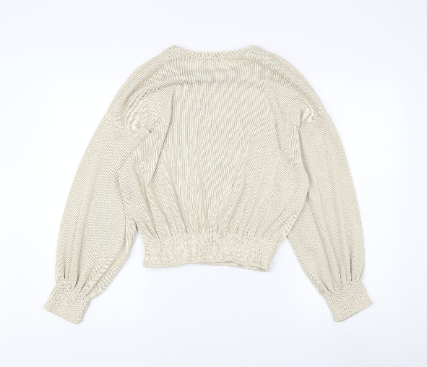 Zara Women's Beige Knit Blouse in Size 10