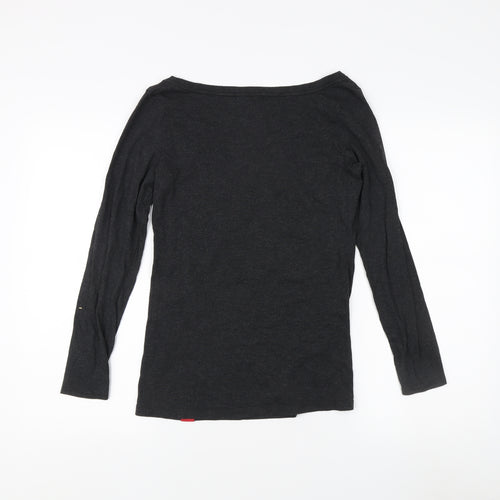 Sportige Unisex Black Long Sleeve Boat Neck T-Shirt M