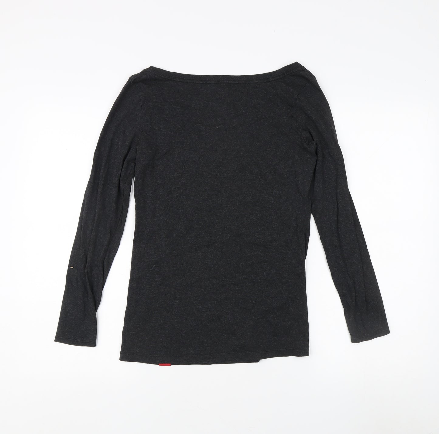 Sportige Unisex Black Long Sleeve Boat Neck T-Shirt M
