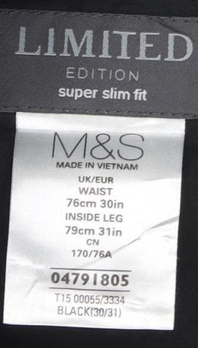 Marks and Spencer Men's Black Slim Trousers 30