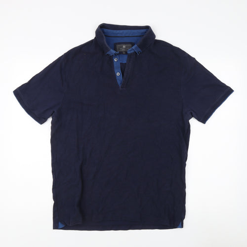 Marks and Spencer Men's Blue Polo Shirt, L, Short Sleeve