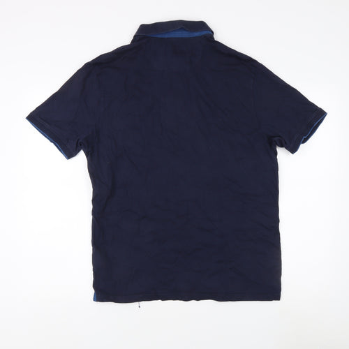 Marks and Spencer Men's Blue Polo Shirt, L, Short Sleeve