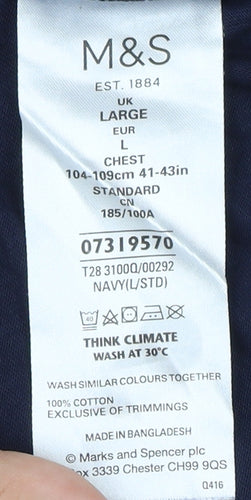 Marks and Spencer Men's Blue Polo Shirt, L, Short Sleeve