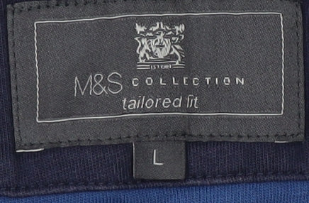 Marks and Spencer Men's Blue Polo Shirt, L, Short Sleeve
