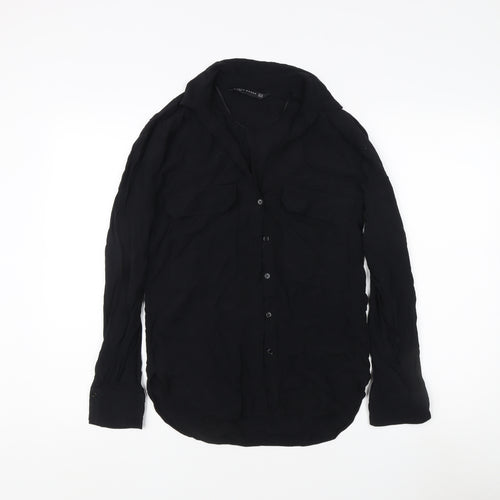 Zara Women's Black Button-Up Shirt, XS, Casual